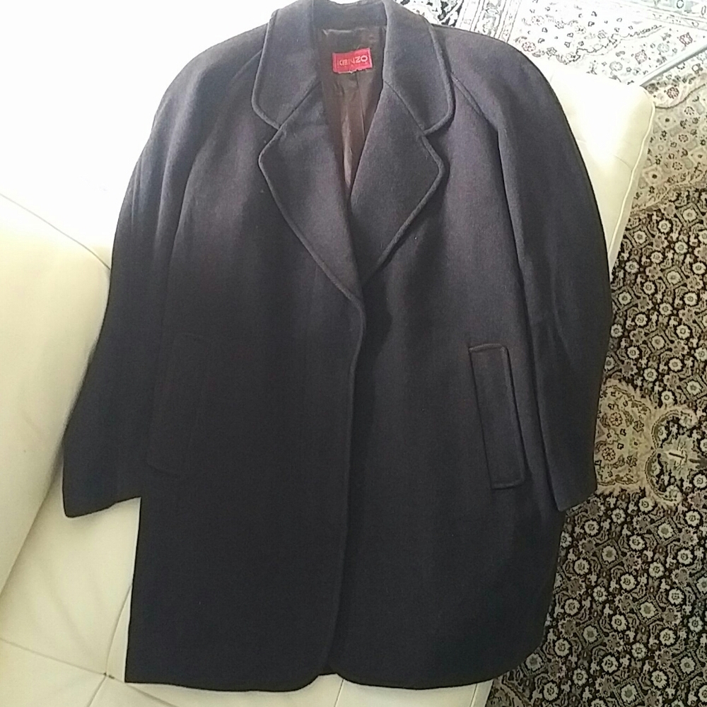 KENZO - chocolate herringbone oversize coat